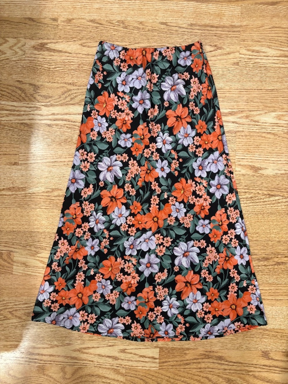 Satin Floral Midi Skirt